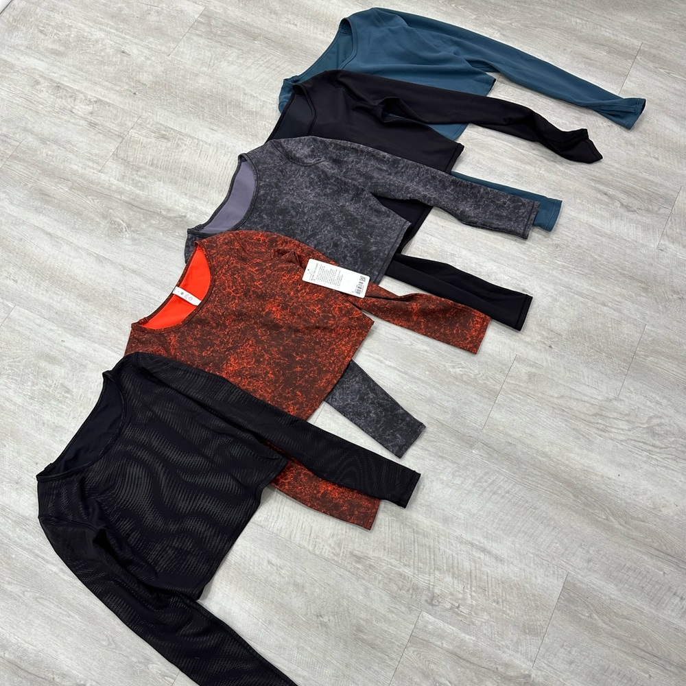 5 Lululemon Wunder Train Cropped Long Sleeve Shirts Size 6